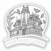 お化け屋敷とコウモリのハロウィン シール (正面)
