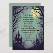 お化け屋敷と不気味な木のハロウィンパーティー 招待状 (正面/裏面)