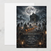 お化け屋敷と墓場のハロウィンパーティー 招待状 (正面/裏面)