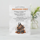 お化け屋敷のかぼちゃ ゴースト ハロウィンパーティー 招待状 (スタンド正面)
