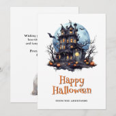 お化け屋敷のこうもり ハロウィンカード シーズンカード (正面/裏面)