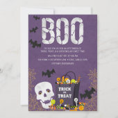 お化け屋敷のようなハロウィンパーティーの招待状 招待状 (正面)