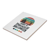 お化け屋敷のようなハロウィーン ビンテージ彫刻Tシャツ デザイン タイル (側面)