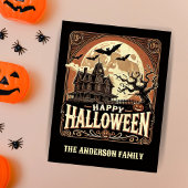 お化け屋敷のカボチャ怖いハロウィーン シーズンカード