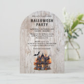 お化け屋敷のコウモリとジャック・オ・ランタン・ハロウィンパーティー 招待状 (スタンド正面)