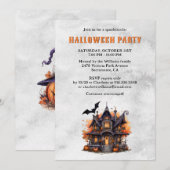 お化け屋敷のジャック・オ・ランタン ハロウィンパーティー 招待状 (正面/裏面)