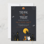 お化け屋敷のトランク・オア・トリート ハロウィン 招待状 (正面)