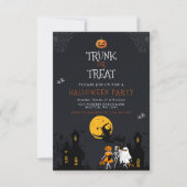 お化け屋敷のトランク・オア・トリート ハロウィン 招待状 (正面)