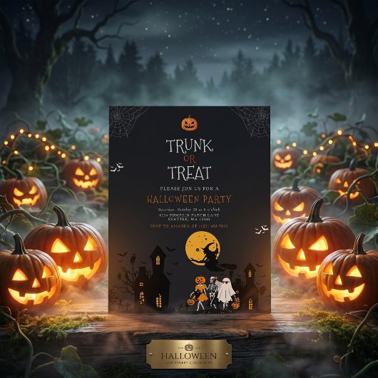 お化け屋敷のトランク・オア・トリート ハロウィン 招待状