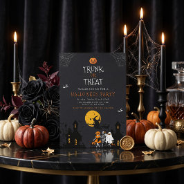 お化け屋敷のトランク・オア・トリート ハロウィン 招待状