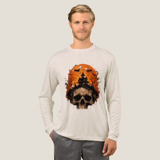 お化け屋敷のドクロ ハロウィンTシャツ トライブレンドTシャツ