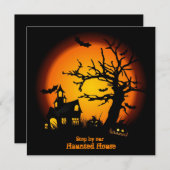 お化け屋敷のハロウィンの空白のな招待状 招待状 (正面/裏面)