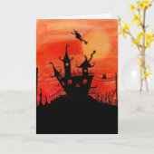 お化け屋敷のハロウィンカード カード (黄色い花)