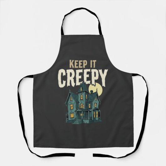お化け屋敷のハロウィンデザインをクリーピーに Keep It Creepy エプロン (正面)