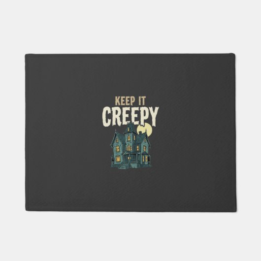 お化け屋敷のハロウィンデザインをクリーピーに Keep It Creepy ドアマット (正面)