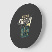 お化け屋敷のハロウィンデザインをクリーピーに Keep It Creepy ラージ壁時計 (傾斜)