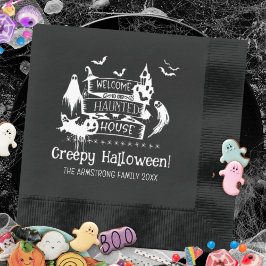 お化け屋敷のハロウィンパーティーウェルカム 箔ナプキン