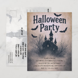 お化け屋敷のハロウィンパーティー招待状 ポストカード