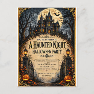お化け屋敷のハロウィンパーティー ゴシックホラー ポストカード