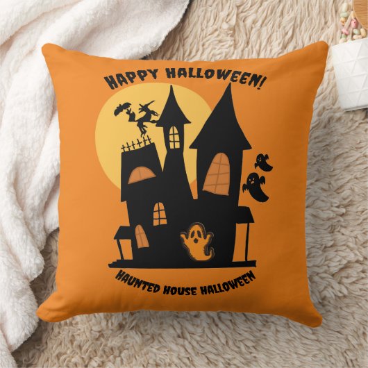 お化け屋敷のハロウィン クッション (ブランケット)