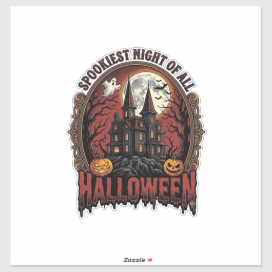 お化け屋敷のハロウィン ビンテージの彫刻 怖いN シール (シート)