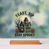 お化け屋敷のハロウィン ビンテージの彫刻 怖いS アクリルサイン (ニュートラル)