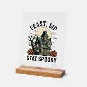 お化け屋敷のハロウィン ビンテージの彫刻 怖いS アクリルサイン (傾斜)