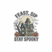 お化け屋敷のハロウィン ビンテージの彫刻 怖いS シール (正面)