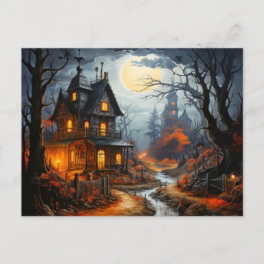 お化け屋敷のハロウィン ポストカード (正面)