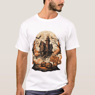🏚️ お化け屋敷のハロウィンTシャツ - スプーキーなヴィンテージ Tシャツ