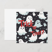 お化け屋敷のハロウィーンお菓子 招待状 (正面/裏面)