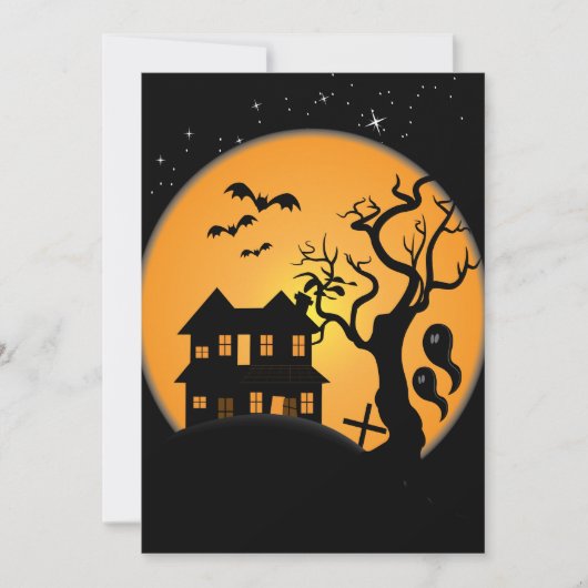 お化け屋敷のハロウィーンシーンのベクター カード (正面)