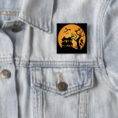 お化け屋敷のハロウィーンシーンのベクター 缶バッジ (インサイチュ)