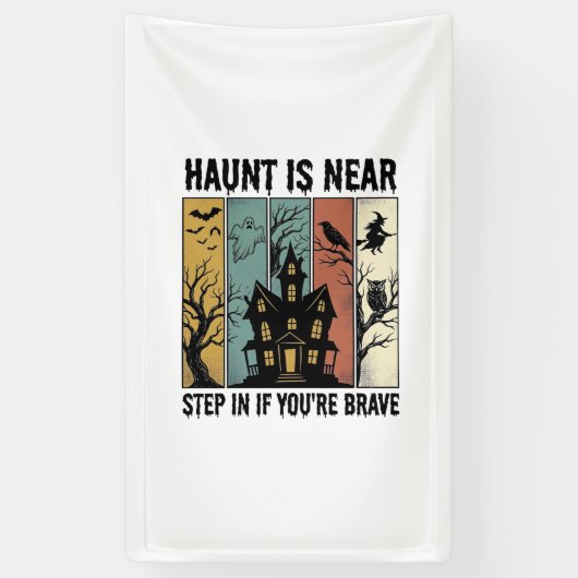お化け屋敷のハロウィーン ビンテージの彫刻 怖いデザイン 横断幕 (縦)