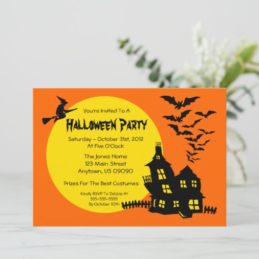 お化け屋敷のハローウィンパーティの招待状 招待状 (スタンド正面)