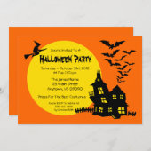 お化け屋敷のハローウィンパーティの招待状 招待状 (正面/裏面)