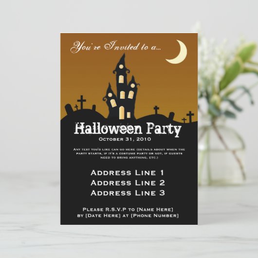 お化け屋敷のハローウィンパーティの招待状 招待状 (スタンド正面)