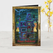 お化け屋敷のポートレート カード (黄色い花)