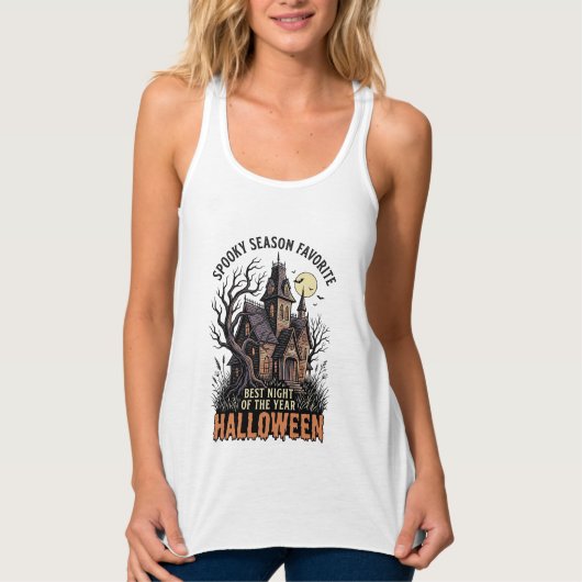 お化け屋敷のヴィンテージ風Tシャツ タンクトップ (正面)