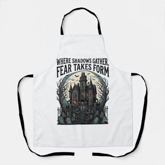 お化け屋敷の名言Tシャツ レトロ ゴシック セメタリー エプロン (正面)