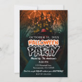 お化け屋敷の墓地でのハロウィンパーティー 招待状 (正面)
