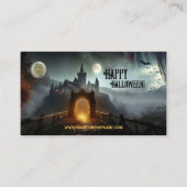 お化け屋敷の夜の城 ハロウィン 名刺 (正面)