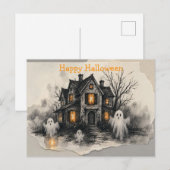 「お化け屋敷の幽霊の光 ホールoweenアート」 ポストカード (正面/裏面)