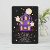 お化け屋敷の幽霊 黒 ハロウィンパーティー 招待状 (スタンド正面)