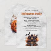 お化け屋敷の怖いカボチャ ハロウィンパーティー 招待状 (正面/裏面)