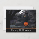 お化け屋敷の恐いカボチャハローウィンパーティ 招待状 (正面)