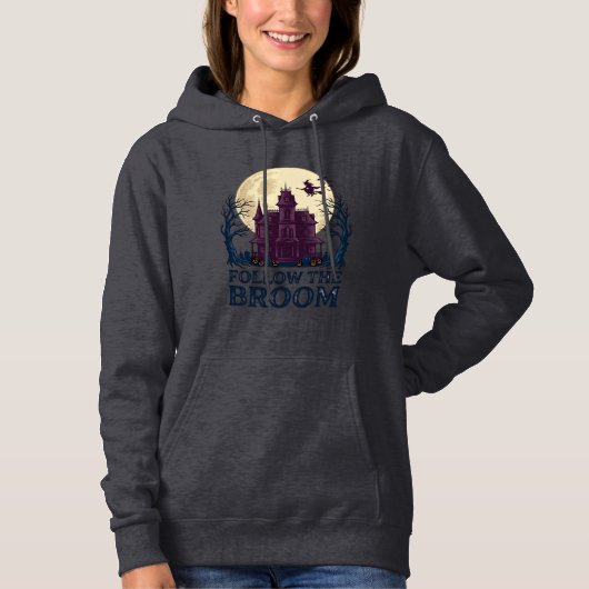 お化け屋敷の魔女Tシャツ ビンテージ ハロウィン 彫刻 パーカ (正面)