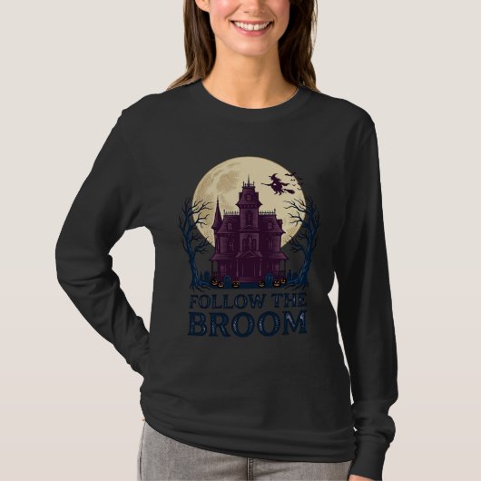 お化け屋敷の魔女Tシャツ ビンテージ ハロウィン 彫刻 Tシャツ (正面)