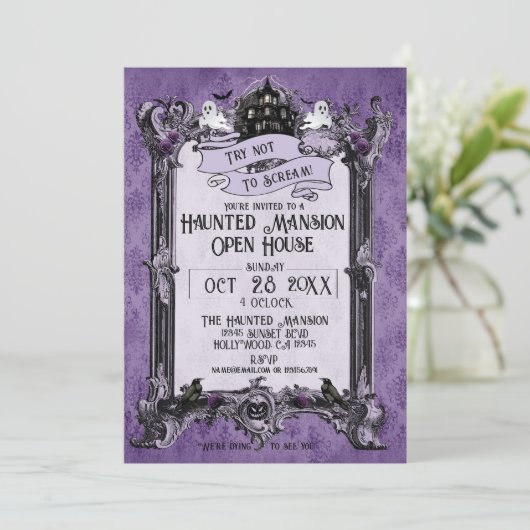 お化け屋敷オープン ハウス (裏面のイメージ ホルダー) 招待状 (スタンド正面)