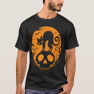 お化け屋敷チックなハロウィンのシルエット Tシャツ